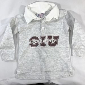 VINTAGE SIU SALUKIS POLO SHIRT 18 MONTHS LONG SLEEVE USA MADE GRAY COLLARED BABY
